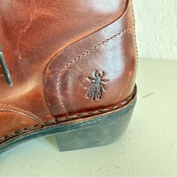 NEW Fly London Reddish Brown Leather Lace Up Boots Women’s Size EU37 US 6-6.5 - Picture 3 of 9